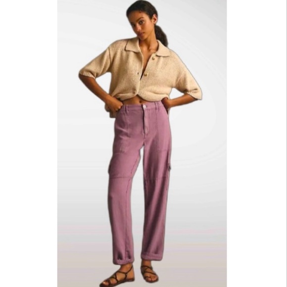 Anthropologie Pilcro Linen Cargo Pants Large - Picture 15 of 15